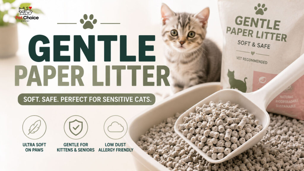 Soft paper-based cat litter pellets