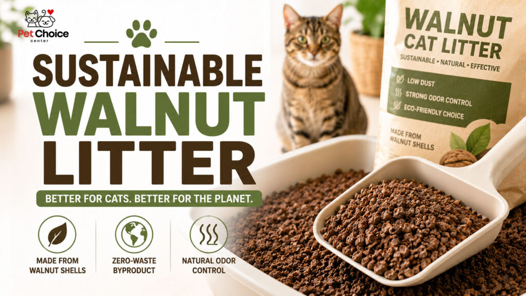 Walnut shell cat litter made from crushed walnut shells